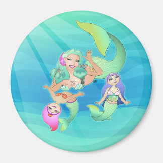 Mermaid Mummy and Daughters Magnet