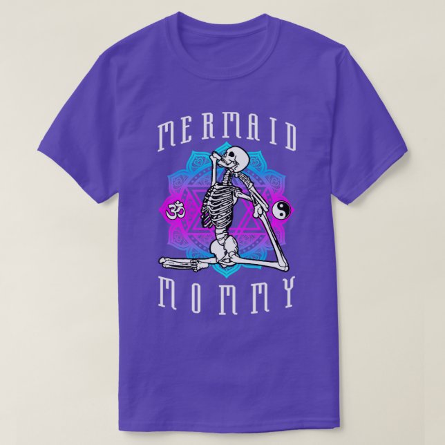 Mermaid Mummy Yoga Pose Skeleton Anahata Symbol T-Shirt (Design Front)