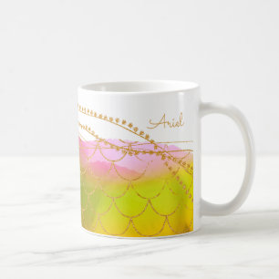 Mermaid NAME Summer Beach Mod Her Watercolor Art Coffee Mug