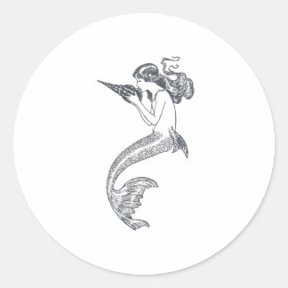 Mermaid Nautical Design Classic Round Sticker