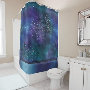 Mermaid Nautical Glam   Dark Blue Purple Teal Shower Curtain