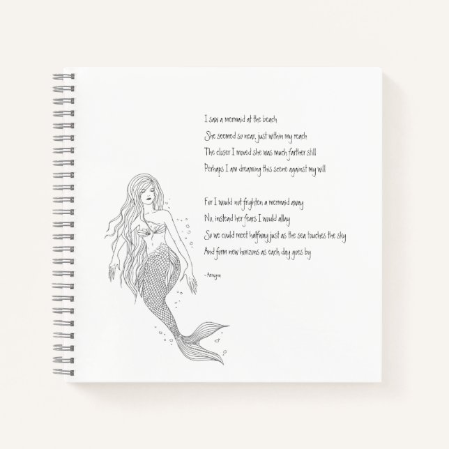 Mermaid Notebook "I Saw A Mermaid At The Beach" (Front)