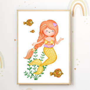 Mermaid Nursery Poster Ocean Kids Room Decor