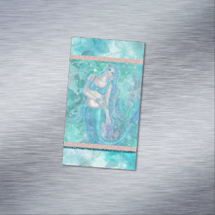Mermaid ocean art by Renee Lavoie  Magnetic Business Card