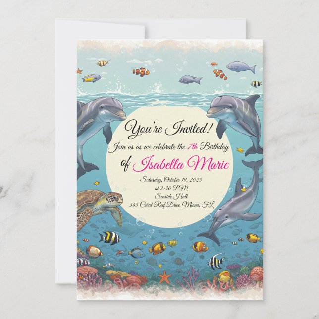 Mermaid Ocean Birthday Invitation (Front)