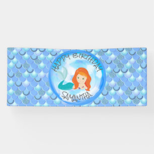 Mermaid Ocean Blue Scales Banner