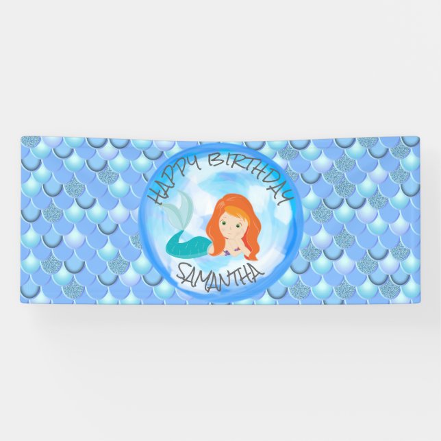 Mermaid Ocean Blue Scales  Banner (Horizontal)