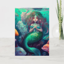 Mermaid, Ocean, Fish, Graphic Arts Card