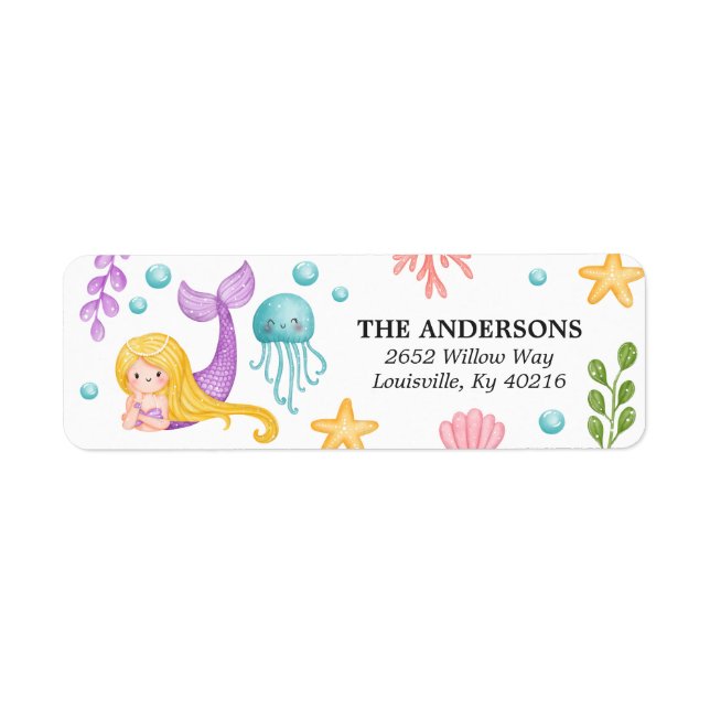 Mermaid Ocean Return Address Label (Front)