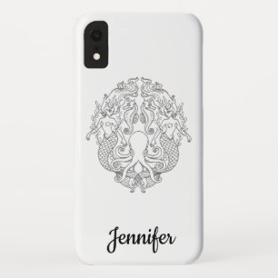 Mermaid Octopus Black White Custom Name iPhone XR Case