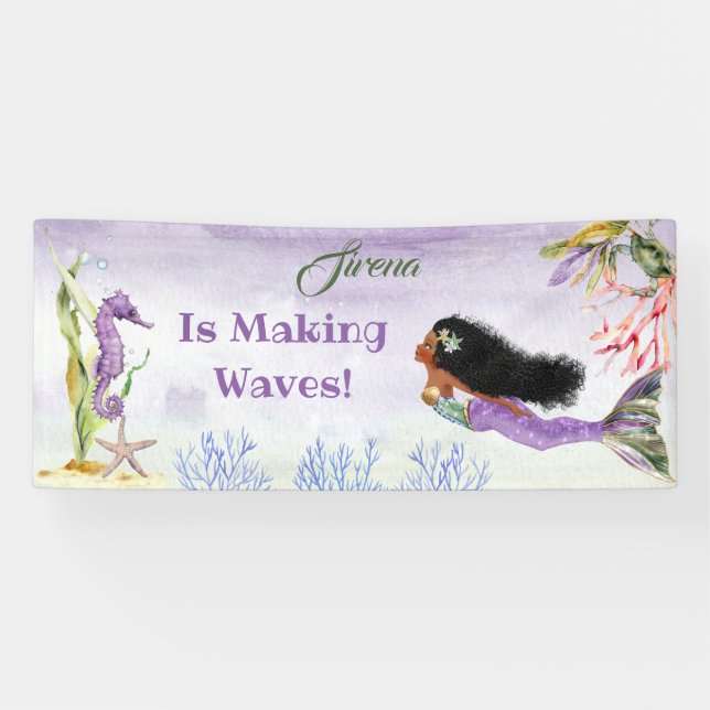 Mermaid of Colour Ethnic Seahorse Crab Purple Bann Banner (Horizontal)