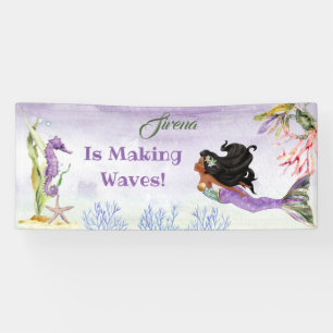 Mermaid of Colour Ethnic Seahorse Crab Purple Bann Banner