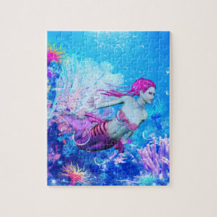 Mermaid of the Coral Veil Jigsaw Puzzle