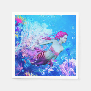 Mermaid of the Coral Veil Napkin