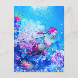 Mermaid of the Coral Veil Postcard