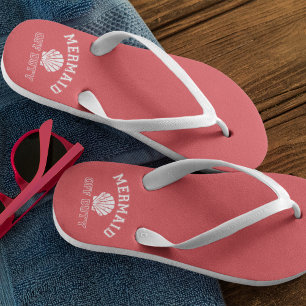 Mermaid Off Duty Distressed Vintage Red Thongs