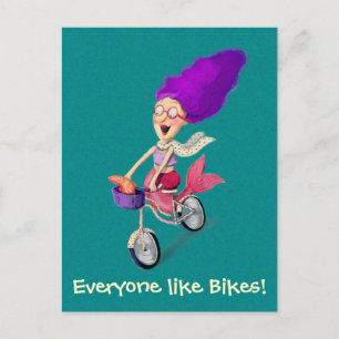 Mermaid on Bike Postcard