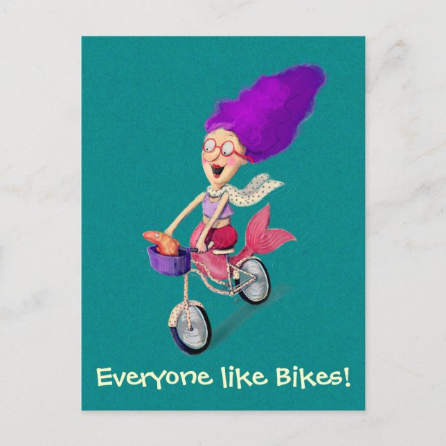 Mermaid on Bike Postcard (Front)