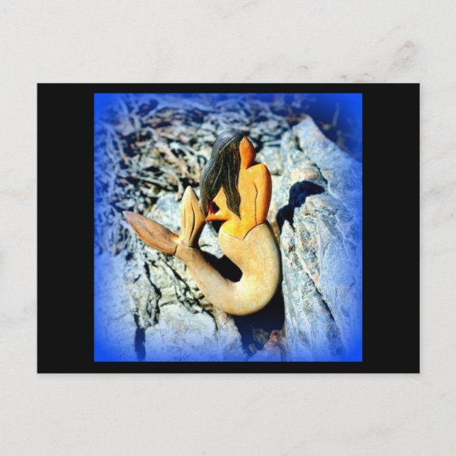 mermaid on blue/black postcard (Front)