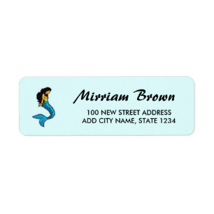 Mermaid on blue return address label