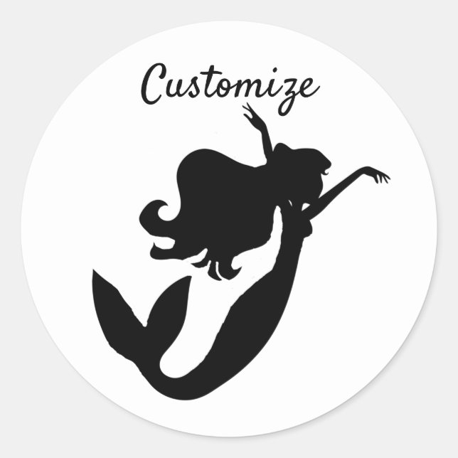 Mermaid on board black/white Thunder_Cove Classic Round Sticker (Front)