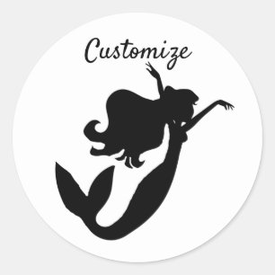 Mermaid on board black/white Thunder_Cove Classic Round Sticker