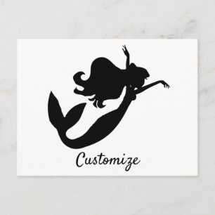 Mermaid on board black/white Thunder_Cove Postcard