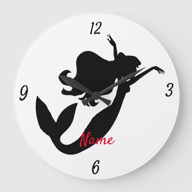 Mermaid on board silhouette Thunder_Cove Large Clock (Front)