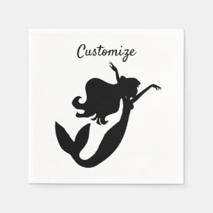 Mermaid on board silhouette Thunder_Cove Napkin