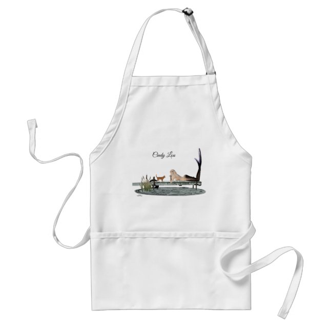 Mermaid On Boat Dock Adult Pocket Apron (Front)