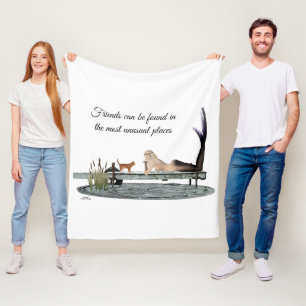 Mermaid On Boat Dock Fleece Blanket