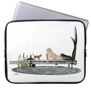 Mermaid On Boat Dock Laptop Sleeve