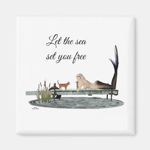 Mermaid On Boat Dock Magnet