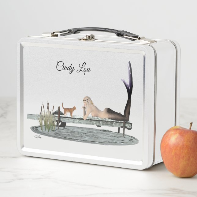 Mermaid On Boat Dock Metal Lunchbox (In Situ)