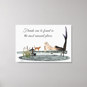 Mermaid On Boat Dock Stretched Canvas Print