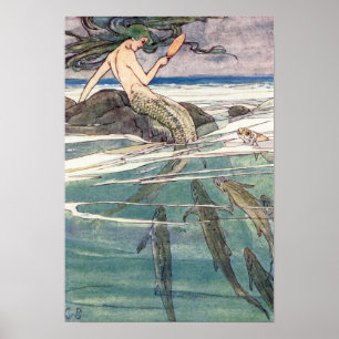 Mermaid on Marooners' Rock by Alice B. Woodward Poster