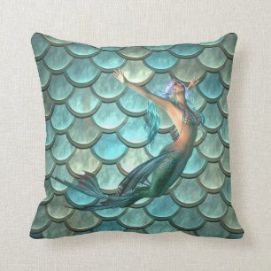 Mermaid On Mermaid Tail Scales Cushion