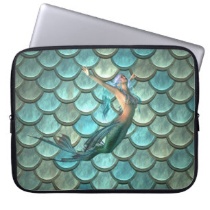 Mermaid On Mermaid Tail Scales Laptop Sleeve