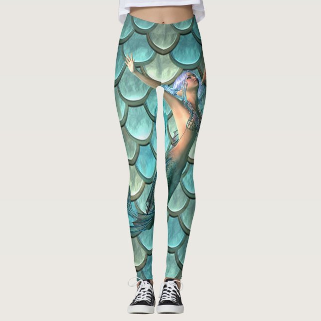 Mermaid On Mermaid Tail Scales Leggings (Front)