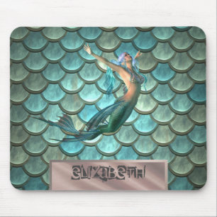 Mermaid On Mermaid Tail Scales Mouse Pad
