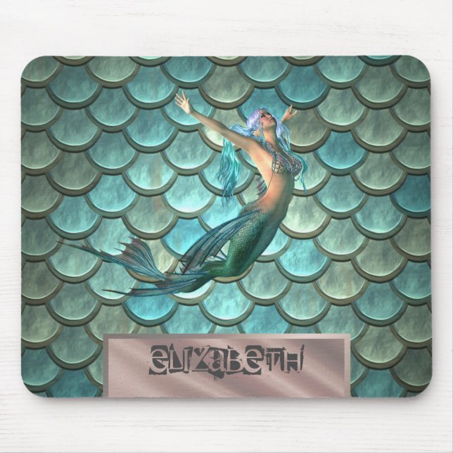 Mermaid On Mermaid Tail Scales Mouse Pad (Front)