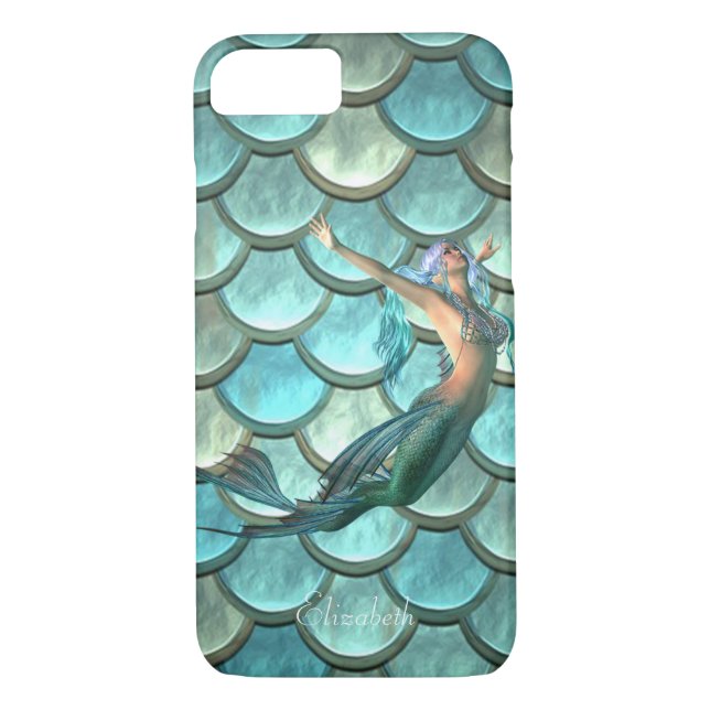 Mermaid On Mermaid Tail  Scales- Personalised Case-Mate iPhone Case (Back)