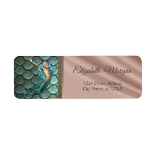 Mermaid On Mermaid Tail Scales- Personalised Return Address Label