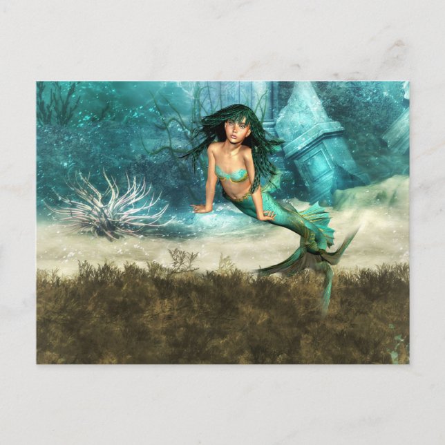 Mermaid on Ocean Floor  Postcard (Front)