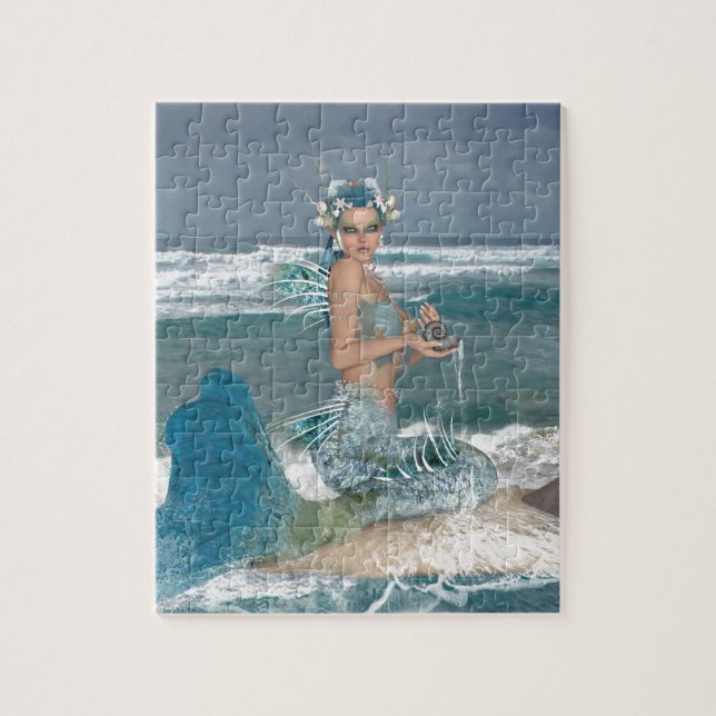 Mermaid on Rock Jigsaw Puzzle (Vertical)