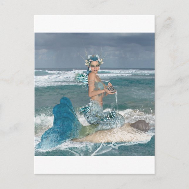Mermaid on Rock Postcard (Front)
