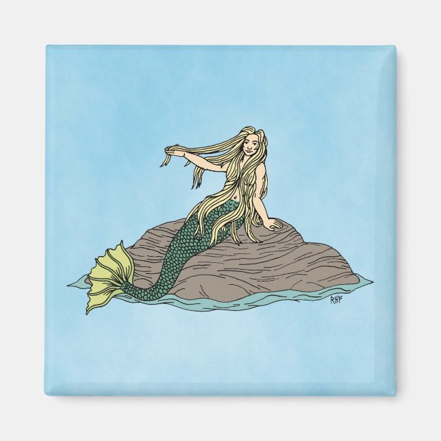 Mermaid on Rocks Magnet (Front)