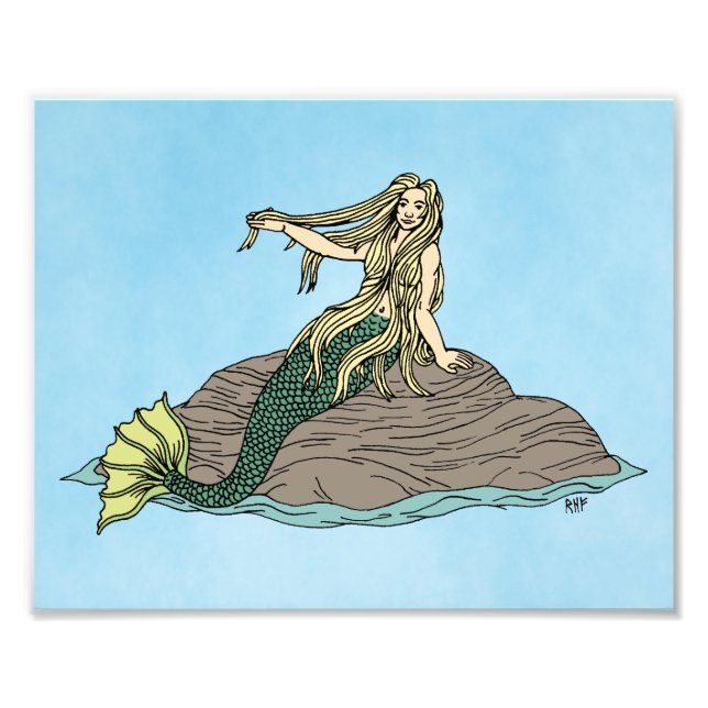 Mermaid on Rocks Photo Print (Front)