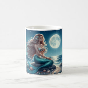 Mermaid on the beach at night coffee mug