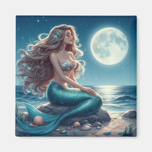 Mermaid on the beach at night magnet